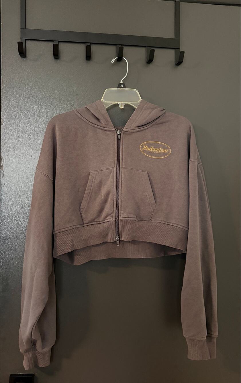 Budweiser x PacSun Cropped Gray Hoodie